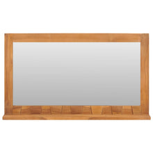 Laden Sie das Bild in den Galerie-Viewer, Specchio da Parete con Mensola per bagno 100x12x60 cm in Massello di Teak