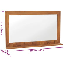 Laden Sie das Bild in den Galerie-Viewer, Specchio da Parete con Mensola per bagno 100x12x60 cm in Massello di Teak