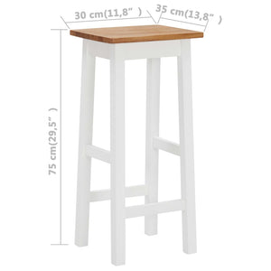 Sgabelli da Bar 2 pz in Legno Massello di Rovere