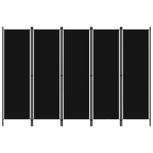 Separè 5 Pannelli Nero 250x180 cm