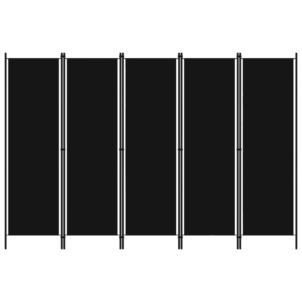 Separè 5 Pannelli Nero 250x180 cm