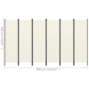 Paravento a 6 Pannelli Bianco 300x180 cm