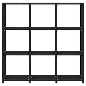 Libreria 9 Vani a Cubo Nero 103x30x107,5 cm in Acciaio e Tessuto