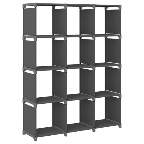 Libreria 12 Vani a Cubo Grigia 103x30x141 cm in Acciaio e Tessuto