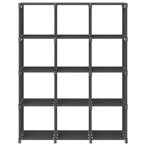 Libreria 12 Vani a Cubo Grigia 103x30x141 cm in Acciaio e Tessuto