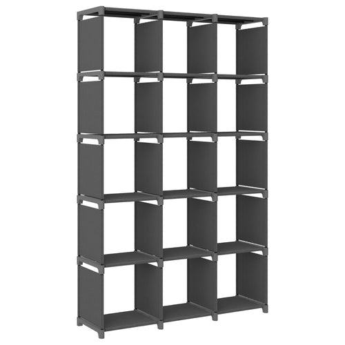 Libreria 15 Vani a Cubo Grigio 103x30x107,5 cm in Acciaio e Tessuto
