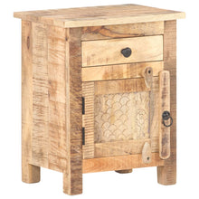 Load image into Gallery viewer, Mobiletto con anta e cassetto 40x30x50 cm in Legno Massello di Mango Grezzo