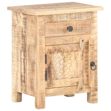 Load image into Gallery viewer, Mobiletto con anta e cassetto 40x30x50 cm in Legno Massello di Mango Grezzo