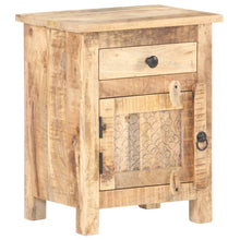 Load image into Gallery viewer, Mobiletto con anta e cassetto 40x30x50 cm in Legno Massello di Mango Grezzo