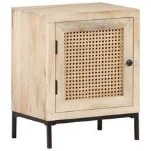 Load image into Gallery viewer, Mobiletto con anta 40x30x50 cm Legno Massello di Mango e Canna Naturale