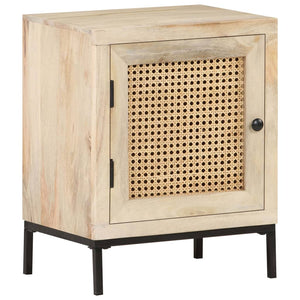 Mobiletto con anta 40x30x50 cm Legno Massello di Mango e Canna Naturale