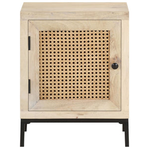 Mobiletto con anta 40x30x50 cm Legno Massello di Mango e Canna Naturale