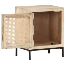 Load image into Gallery viewer, Mobiletto con anta 40x30x50 cm Legno Massello di Mango e Canna Naturale