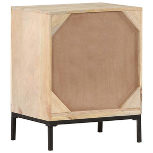 Mobiletto con anta 40x30x50 cm Legno Massello di Mango e Canna Naturale