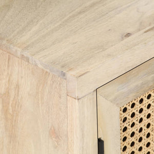 Mobiletto con anta 40x30x50 cm Legno Massello di Mango e Canna Naturale