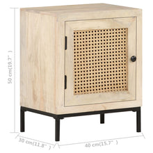 Load image into Gallery viewer, Mobiletto con anta 40x30x50 cm Legno Massello di Mango e Canna Naturale