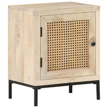 Load image into Gallery viewer, Mobiletto con anta 40x30x50 cm Legno Massello di Mango e Canna Naturale