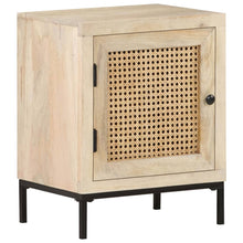 Load image into Gallery viewer, Mobiletto con anta 40x30x50 cm Legno Massello di Mango e Canna Naturale