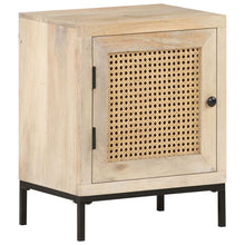 Load image into Gallery viewer, Mobiletto con anta 40x30x50 cm Legno Massello di Mango e Canna Naturale