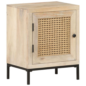 Mobiletto con anta 40x30x50 cm Legno Massello di Mango e Canna Naturale