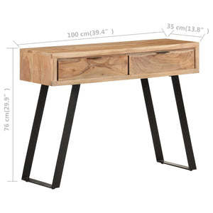 Tavolo Consolle 100x35x76cm in Massello d'Acacia con Bordi Vivi