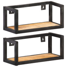 Load image into Gallery viewer, Mensole a Muro 2 pz 40 cm in Legno Massello di Mango Grezzo