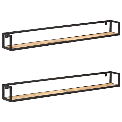 Mensole a Muro 2 pz 160 cm in Legno di Mango Grezzo