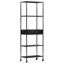 Indlæs billede til gallerivisning Libreria con 1 Cassetto 60x35x180 cm in Legno di Mango Grezzo e Ferro