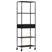 Indlæs billede til gallerivisning Libreria con 1 Cassetto 60x35x180 cm in Legno di Mango Grezzo e Ferro