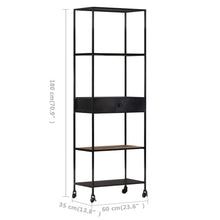 Indlæs billede til gallerivisning Libreria con 1 Cassetto 60x35x180 cm in Legno di Mango Grezzo e Ferro