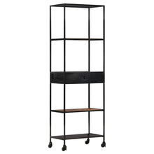 Indlæs billede til gallerivisning Libreria con 1 Cassetto 60x35x180 cm in Legno di Mango Grezzo e Ferro