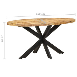 Tavolo da Pranzo 160x90x75cm in Legno Massello di Mango Grezzo
