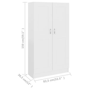 Libreria/Armadio Bianca 82,5x30,5x150 cm in Legno Multistrato