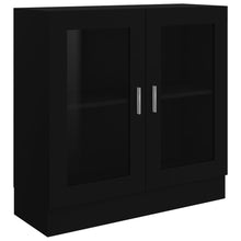 Charger l&#39;image dans la galerie, Armadietto con Vetrina Nero 82,5x30,5x80 cm Legno Multistrato
