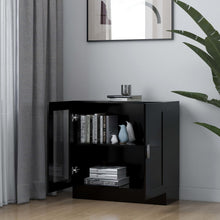 Charger l&#39;image dans la galerie, Armadietto con Vetrina Nero 82,5x30,5x80 cm Legno Multistrato