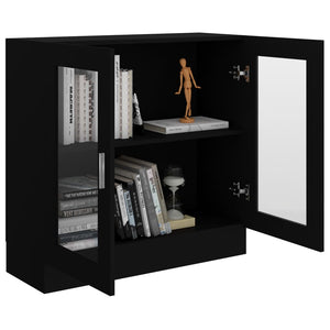 Armadietto con Vetrina Nero 82,5x30,5x80 cm Legno Multistrato