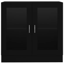 Charger l&#39;image dans la galerie, Armadietto con Vetrina Nero 82,5x30,5x80 cm Legno Multistrato