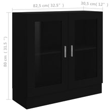 Charger l&#39;image dans la galerie, Armadietto con Vetrina Nero 82,5x30,5x80 cm Legno Multistrato