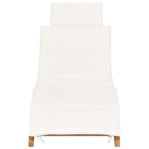 Lettino Prendisole Cuscino Bianco Crema in Teak