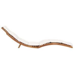 Lettino Prendisole Cuscino Bianco Crema in Teak