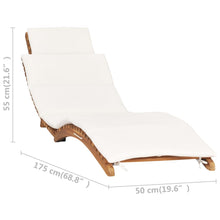 Carica l&#39;immagine nel visualizzatore di Gallery, Lettino Prendisole Cuscino Bianco Crema in Teak