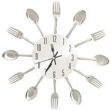 Indlæs billede til gallerivisning Orologio da parete cucchiaio/forchetta argento in alluminio 31 cm