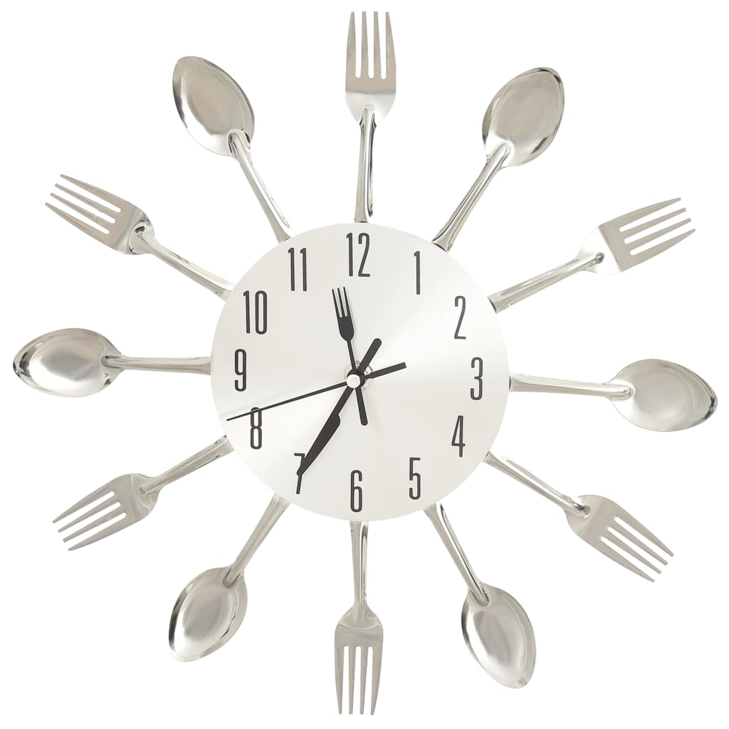 Orologio da parete cucchiaio/forchetta argento in alluminio 31 cm