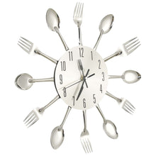 Indlæs billede til gallerivisning Orologio da parete cucchiaio/forchetta argento in alluminio 31 cm