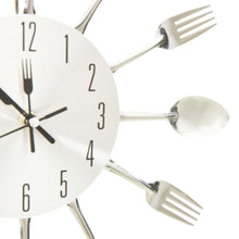 Indlæs billede til gallerivisning Orologio da parete cucchiaio/forchetta argento in alluminio 31 cm