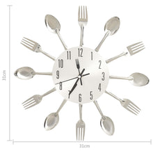 Indlæs billede til gallerivisning Orologio da parete cucchiaio/forchetta argento in alluminio 31 cm