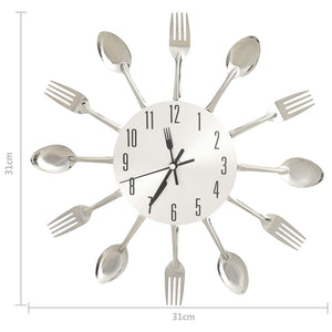 Orologio da parete cucchiaio/forchetta argento in alluminio 31 cm