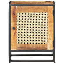 Carica l&#39;immagine nel visualizzatore di Gallery, Mobiletto con anta 40x30x50 cm Legno di Mango Grezzo e Canna Naturale