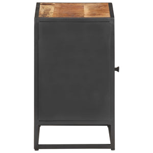 Mobiletto con anta 40x30x50 cm Legno di Mango Grezzo e Canna Naturale