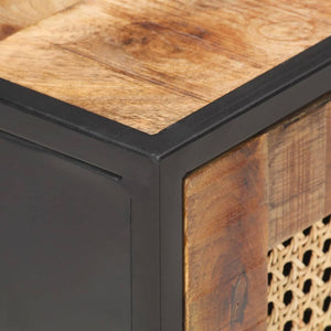 Mobiletto con anta 40x30x50 cm Legno di Mango Grezzo e Canna Naturale